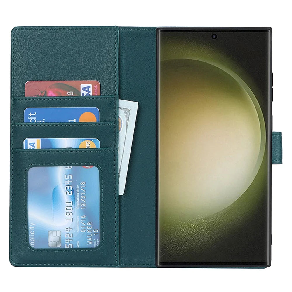 For Samsung Galaxy S23 Ultra Case Detachable PU Wallet Phone Magnetic Case - Green - 2