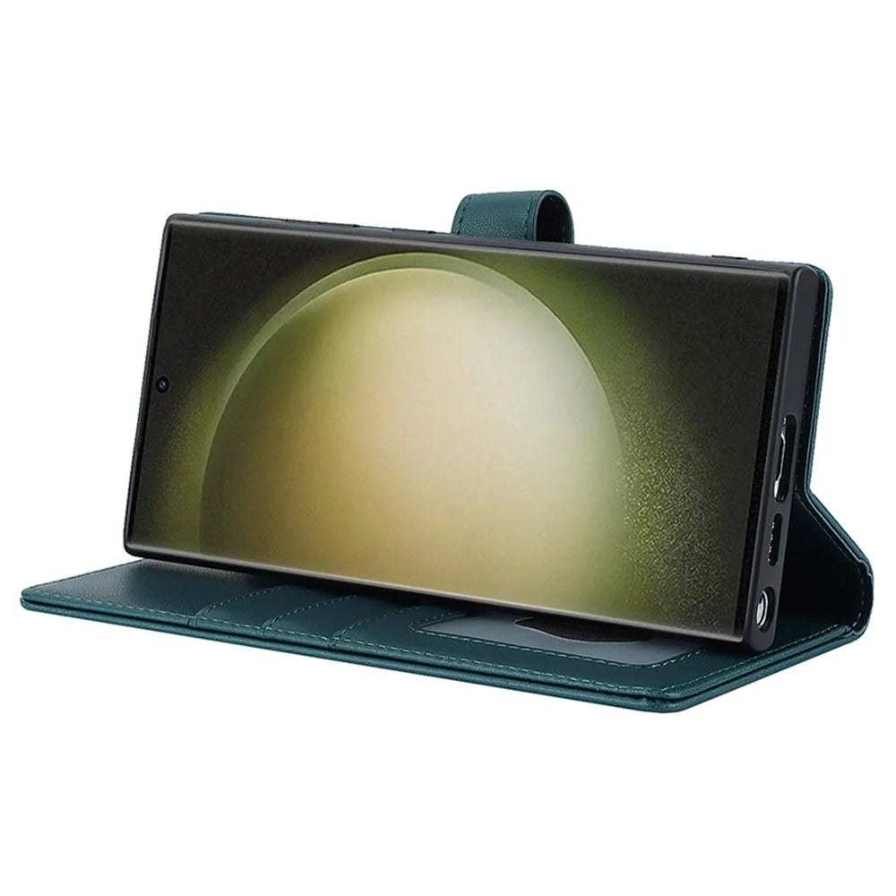 For Samsung Galaxy S23 Ultra Case Detachable PU Wallet Phone Magnetic Case - Green - 4
