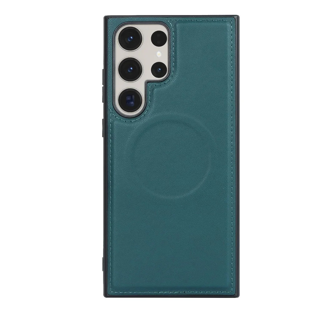 For Samsung Galaxy S23 Ultra Case Detachable PU Wallet Phone Magnetic Case - Green - 5