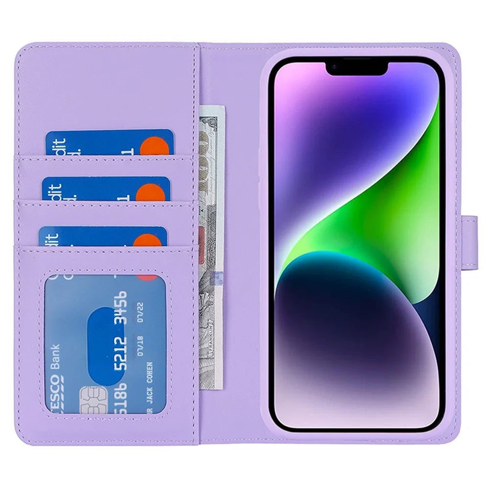 For iPhone 14 / 13 6.1 inch Case Anti-Drop Detachable PU Phone Cover Compatible with MagSafe - Purple - 2