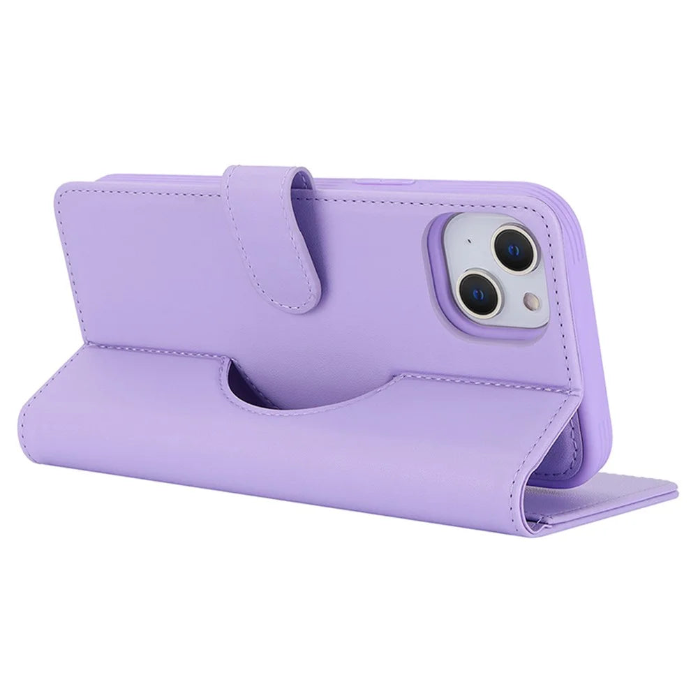 For iPhone 14 / 13 6.1 inch Case Anti-Drop Detachable PU Phone Cover Compatible with MagSafe - Purple - 3