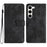 For Samsung Galaxy S24 Case Butterfly Imprinted Skin-Touch PU Leather Phone Cover with Strap - Black - 1