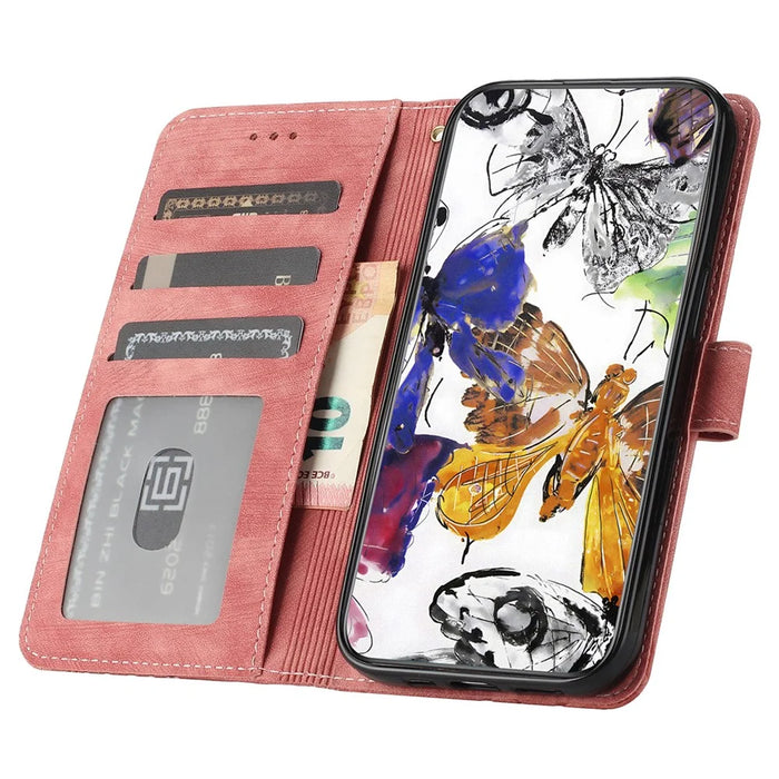 For Samsung Galaxy S24+ Case Butterfly Imprinted PU Leather Phone Stand Cover with Strap - Pink - 2