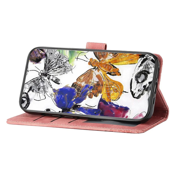 For Samsung Galaxy S24+ Case Butterfly Imprinted PU Leather Phone Stand Cover with Strap - Pink - 3