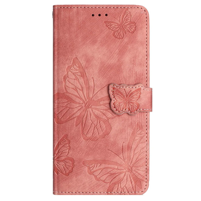 For Samsung Galaxy S24+ Case Butterfly Imprinted PU Leather Phone Stand Cover with Strap - Pink - 7