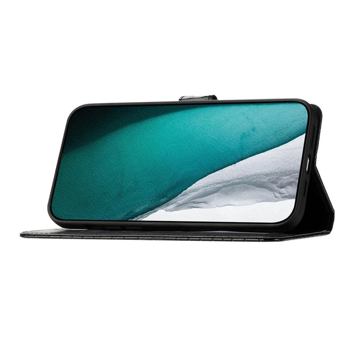 For Samsung Galaxy S24 Case Crocodile Texture Phone Leather Cover with Strap - Black - 2