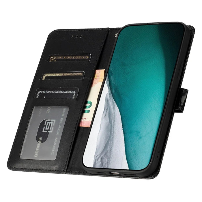 For Samsung Galaxy S24 Case Crocodile Texture Phone Leather Cover with Strap - Black - 3