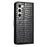 For Samsung Galaxy S24 Case Crocodile Texture Phone Leather Cover with Strap - Black - 7