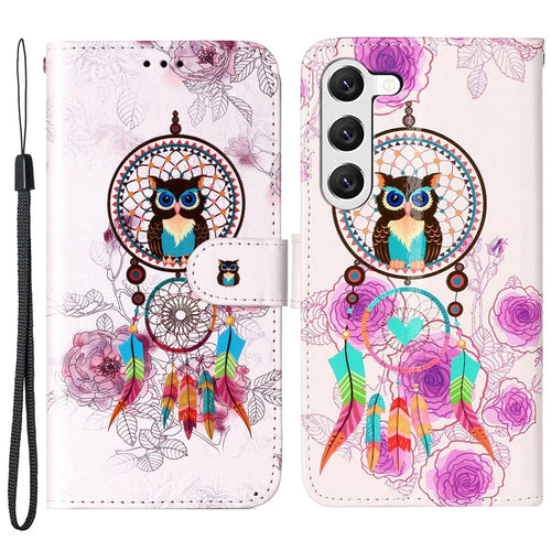 For Samsung Galaxy S24+ Case Pattern Printing Folding Stand PU Leather Phone Cover - Wind Chime Owl - 1