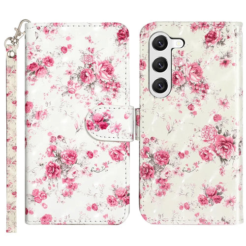 For Samsung Galaxy S24+ Case 3D Pattern Printing Anti-Drop Wallet Leather Phone Cover - Roses - 1