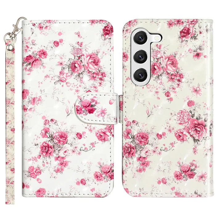For Samsung Galaxy S24+ Case 3D Pattern Printing Anti-Drop Wallet Leather Phone Cover - Roses - 1