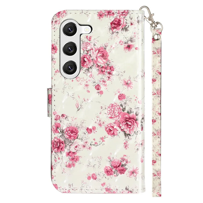 For Samsung Galaxy S24+ Case 3D Pattern Printing Anti-Drop Wallet Leather Phone Cover - Roses - 6
