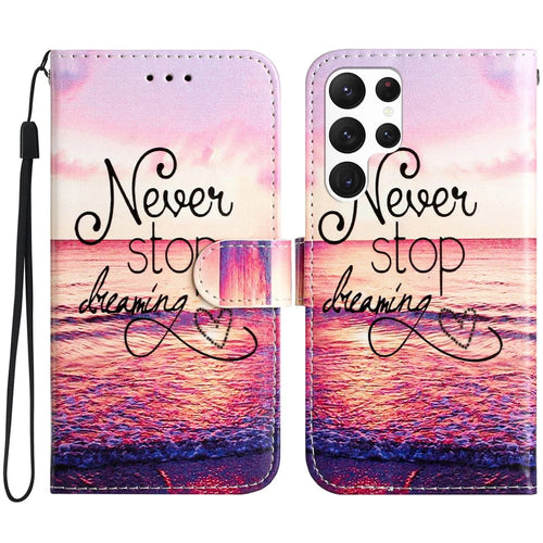 For Samsung Galaxy S24 Ultra Case Flip PU Leather Magnetic Protective Phone Cover - Never Stop Dreaming - 1