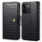 For iPhone 14 Pro Max Case Crocodile Texture Phone Cover with Wallet Stand - Black - 1