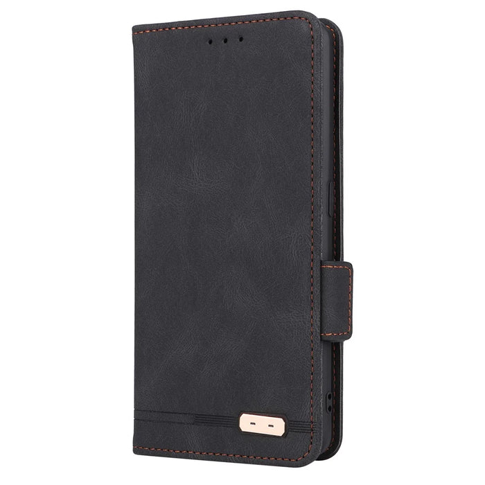 For Realme GT Neo 3 5G Case Hardware Decor Magnetic Clasp Leather Cover - Black - 6