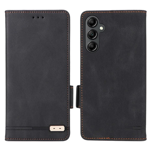 For Samsung Galaxy A15 4G Case Hardware Decor Leather Cover with Wallet Stand - Black - 1