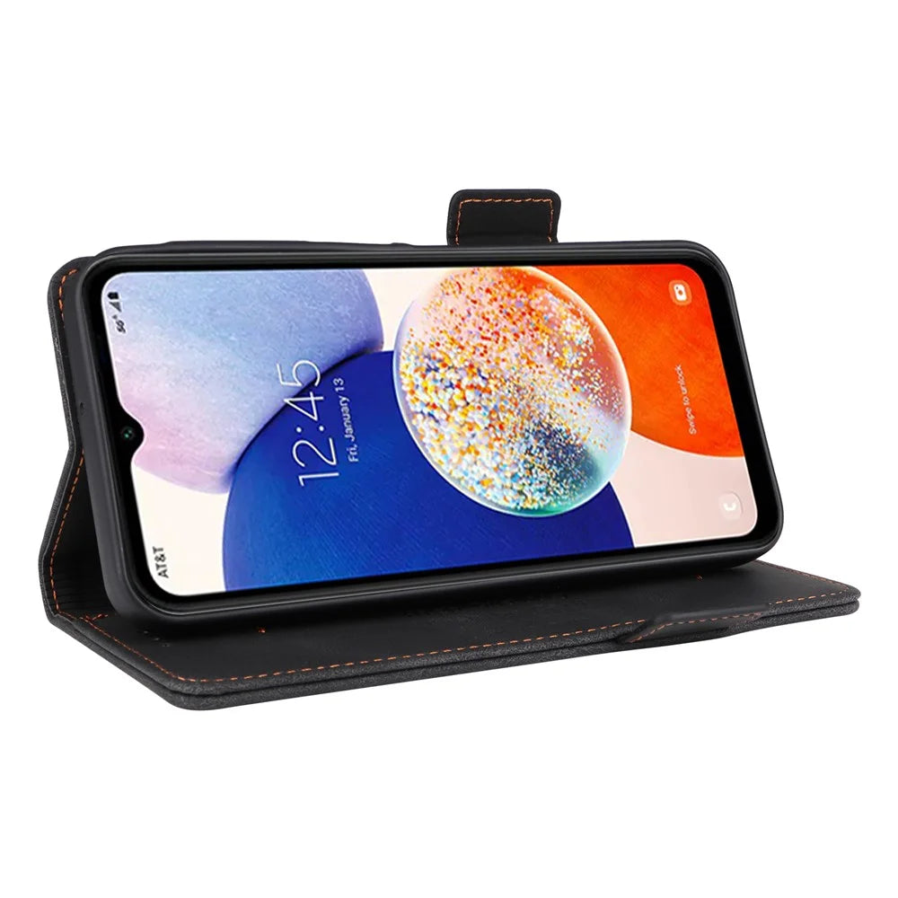For Samsung Galaxy A15 4G Case Hardware Decor Leather Cover with Wallet Stand - Black - 3