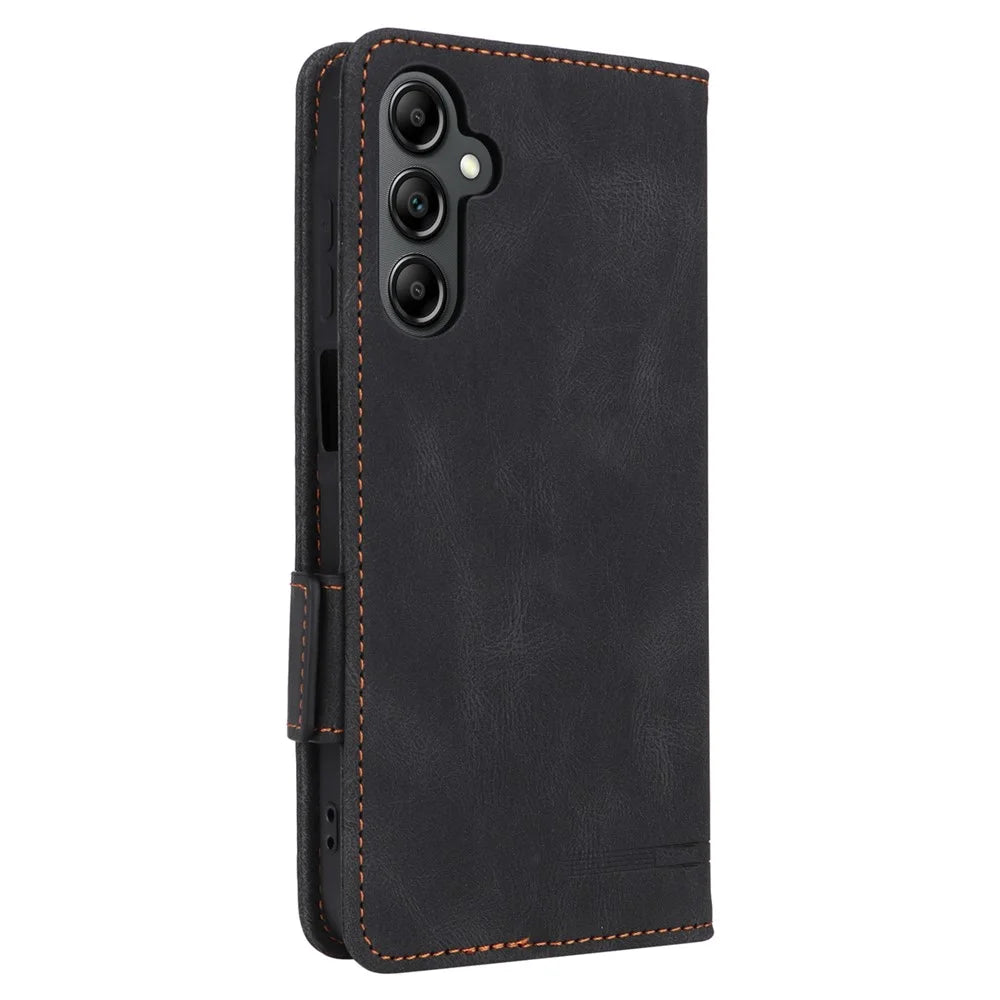 For Samsung Galaxy A15 4G Case Hardware Decor Leather Cover with Wallet Stand - Black - 7