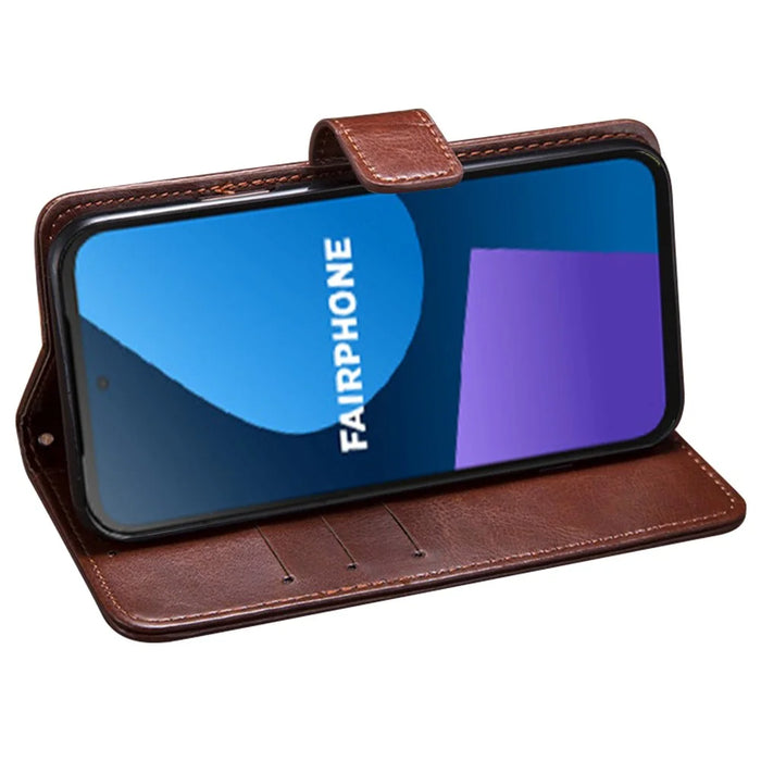 IDEWEI For Fairphone 5 Case Crazy Horse Texture Wallet Leather Cover - Brown - 3