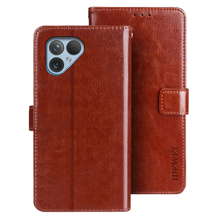 IDEWEI For Fairphone 5 Case Stand Wallet Phone Leather Cover - Brown - 1