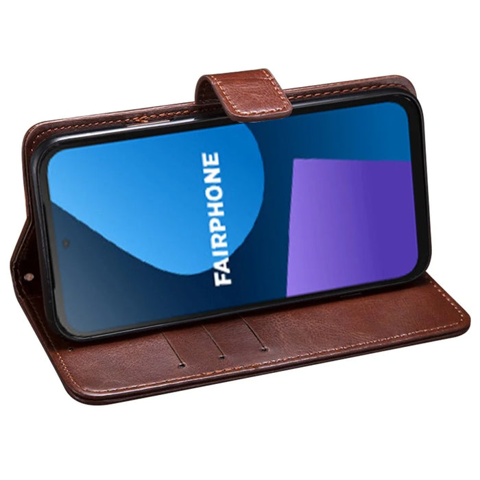 IDEWEI For Fairphone 5 Case Stand Wallet Phone Leather Cover - Brown - 3