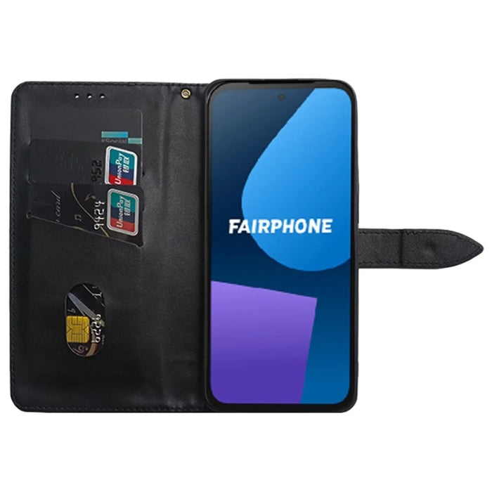 IDEWEI For Fairphone 5 Case PU Leather Card Holder Phone Cover - Black - 2
