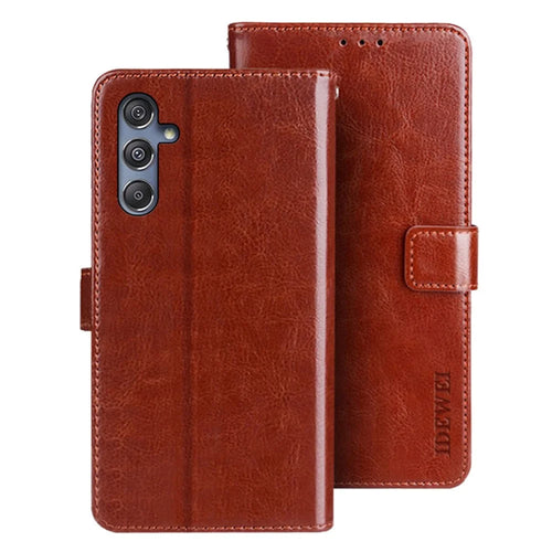IDEWEI For Samsung Galaxy M34 5G / F34 5G Case Crazy Horse Texture Wallet Cover - Brown - 1