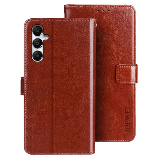 IDEWEI For Samsung Galaxy A05s 4G Leather Cover Drop-proof Phone Case with Wallet - Brown - 1