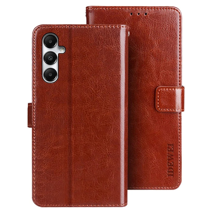 IDEWEI For Samsung Galaxy A05s 4G Leather Cover Drop-proof Phone Case with Wallet - Brown - 1