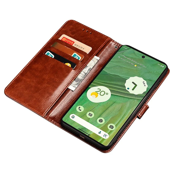 IDEWEI For Google Pixel 8 Pro Case Shockproof Leather Wallet Stand Mobile Phone Cover - Brown - 2