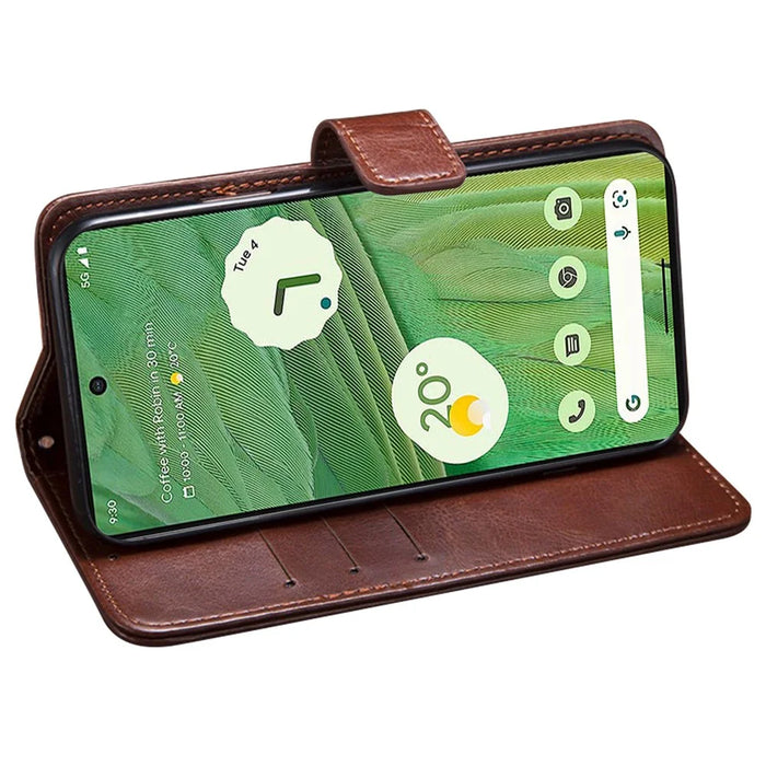 IDEWEI For Google Pixel 8 Pro Case Shockproof Leather Wallet Stand Mobile Phone Cover - Brown - 3