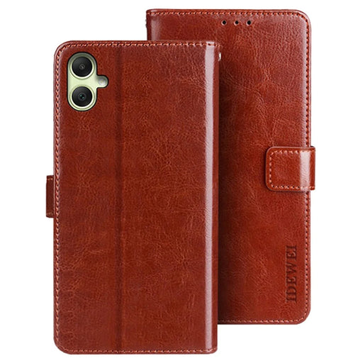 IDEWEI For Samsung Galaxy A05 4G Case Crazy Horse Texture Leather Phone Cover - Brown - 1