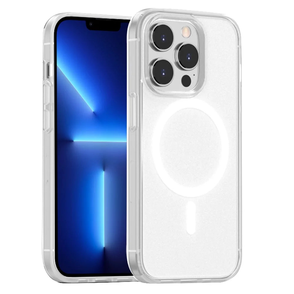For iPhone 13 Pro 6.1 inch Matte Case Compatible with MagSafe Anti-Drop PC+TPU Phone Cover - Translucent - 1