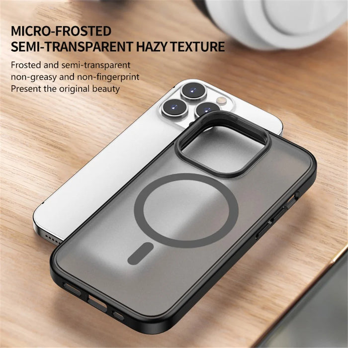 For iPhone 13 Pro 6.1 inch Matte Case Compatible with MagSafe Anti-Drop PC+TPU Phone Cover - Translucent - 2