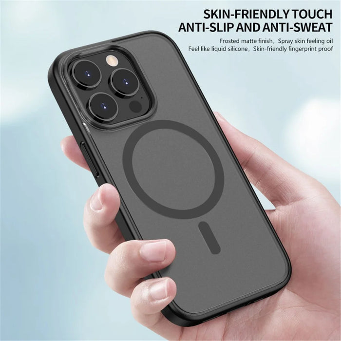 For iPhone 13 Pro 6.1 inch Matte Case Compatible with MagSafe Anti-Drop PC+TPU Phone Cover - Translucent - 4