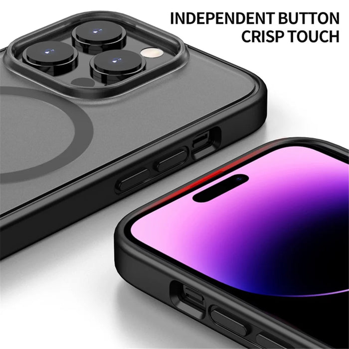 For iPhone 13 Pro 6.1 inch Matte Case Compatible with MagSafe Anti-Drop PC+TPU Phone Cover - Translucent - 5