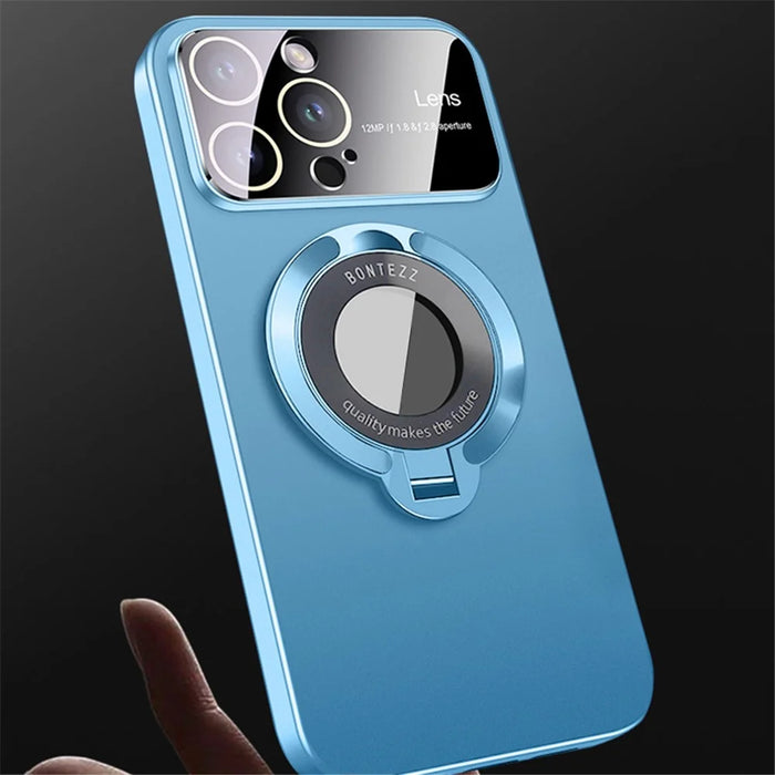 VOERO For iPhone 13 Pro Max Magnetic Case Kickstand Phone Cover with Lens Protector - Orange - 5