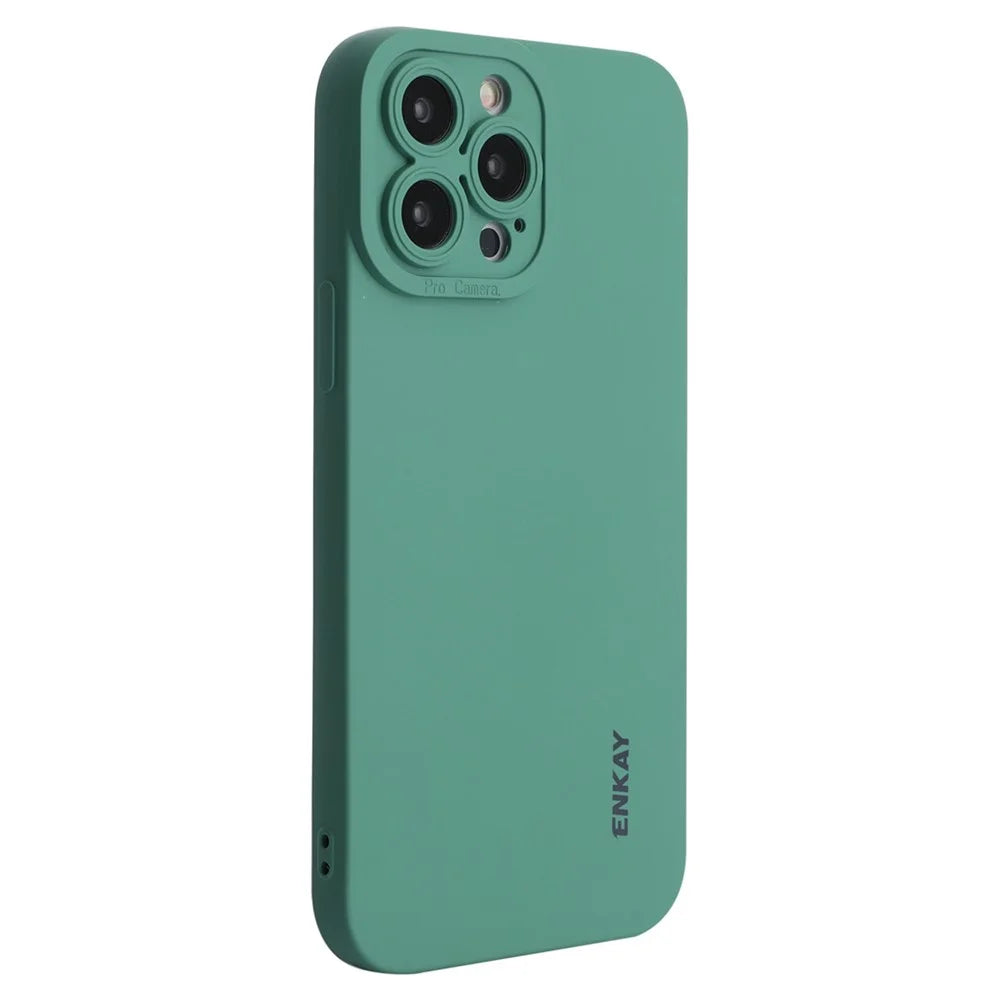 ENKAY HAT PRINCE For iPhone 15 Pro Max Case Drop-proof Precise Cutout Liquid Silicone Phone Cover - Blackish Green - 1