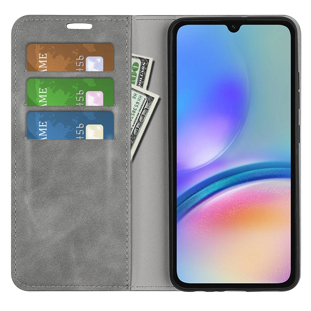 For Samsung Galaxy A05s 4G Case Wallet Stand PU Leather Skin-touch Mobile Phone Cover - Grey - 2