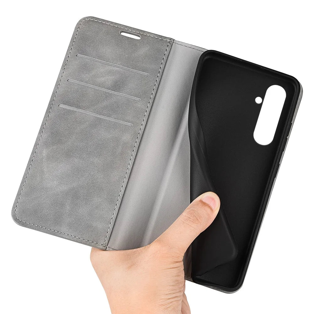 For Samsung Galaxy A05s 4G Case Wallet Stand PU Leather Skin-touch Mobile Phone Cover - Grey - 4