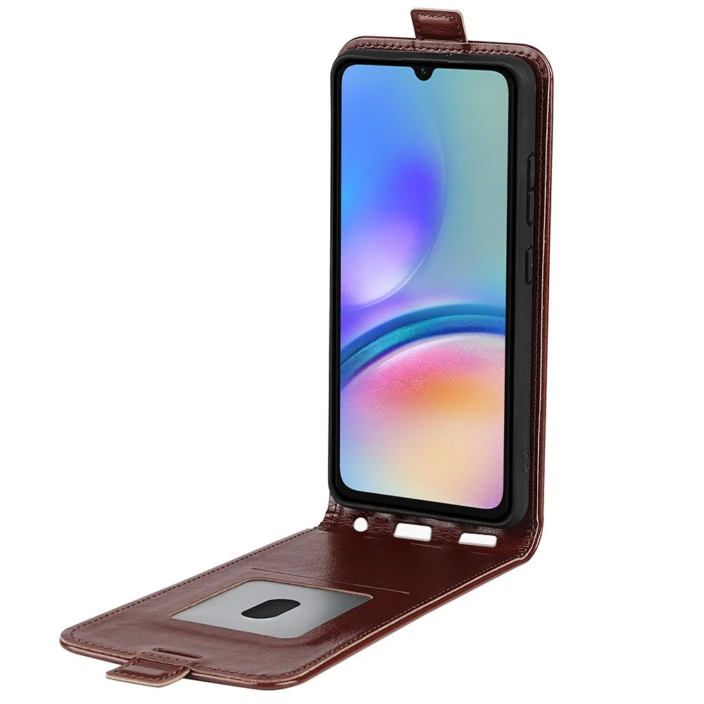 For Samsung Galaxy A05s 4G Case Card Slot Crazy Horse Texture Leather Phone Cover - Brown - 2