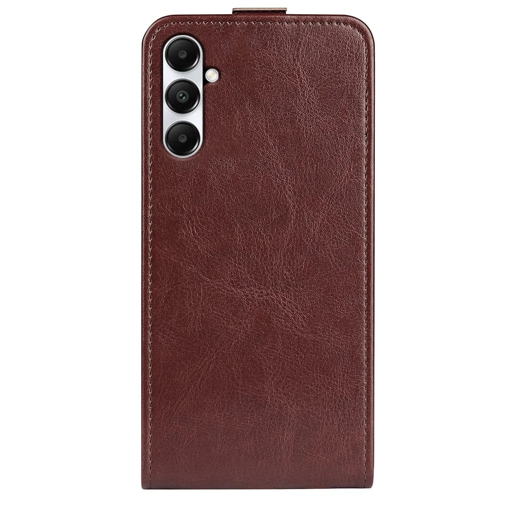 For Samsung Galaxy A05s 4G Case Card Slot Crazy Horse Texture Leather Phone Cover - Brown - 5