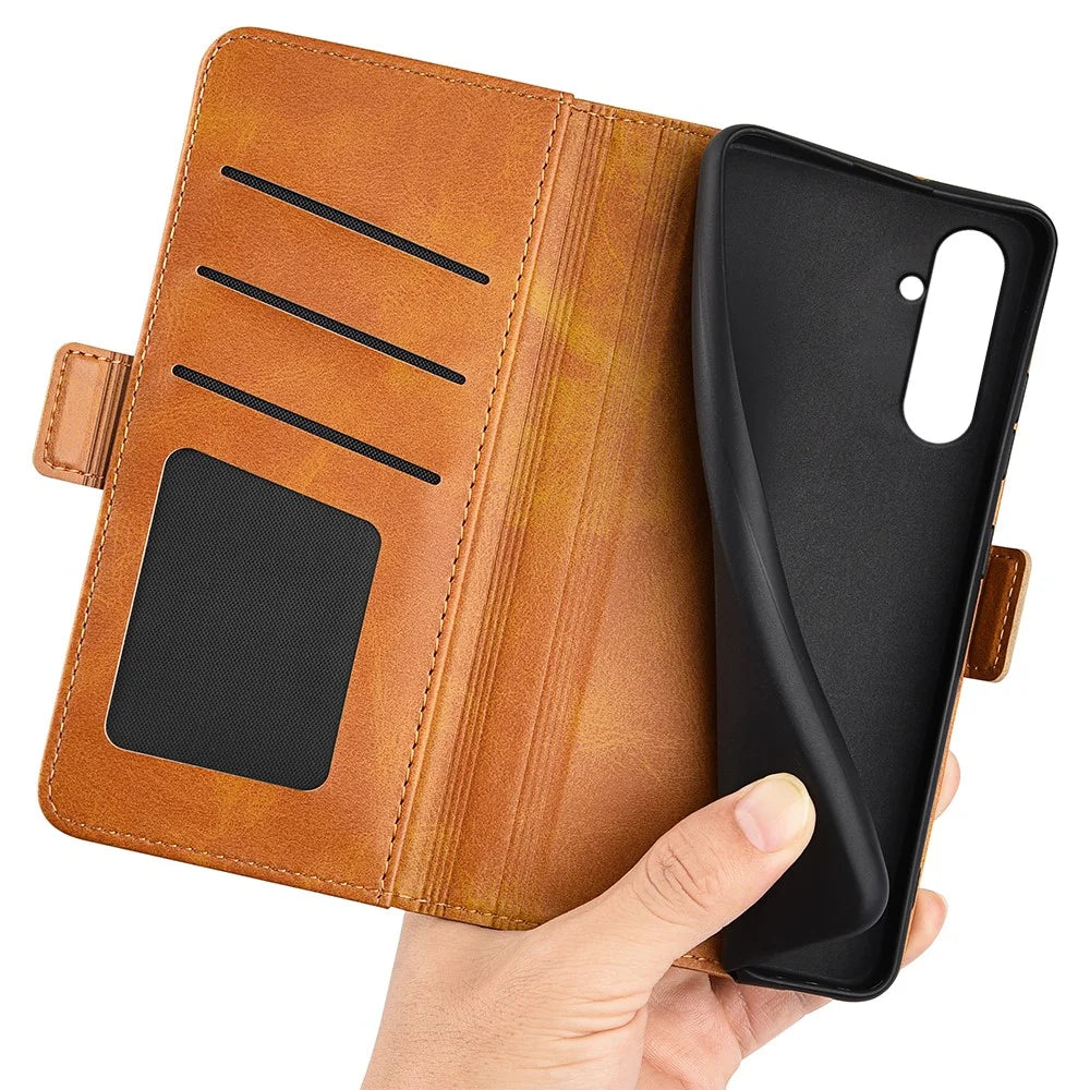 For Samsung Galaxy A05s 4G Case Drop Protection Leather Wallet Stand Phone Cover - Yellow - 4