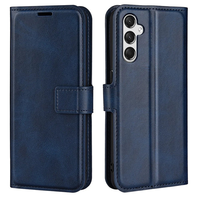 For Samsung Galaxy A05s 4G Case PU Leather Stand Calf Texture Cell Phone Cover - Blue - 1