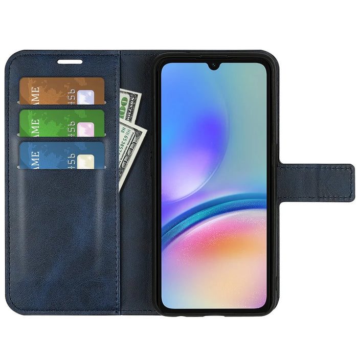 For Samsung Galaxy A05s 4G Case PU Leather Stand Calf Texture Cell Phone Cover - Blue - 2