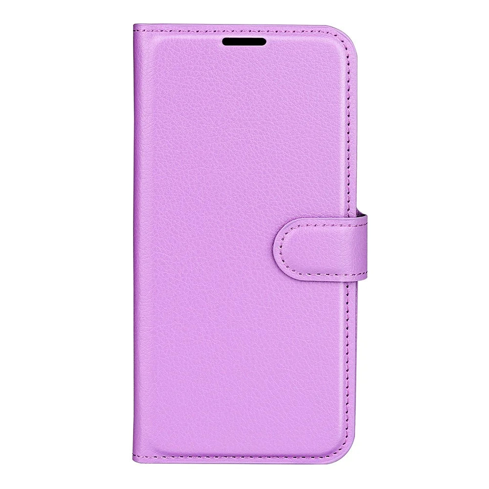 For Samsung Galaxy A05s 4G Case Litchi Texture Stand Leather Wallet Phone Shell - Purple - 5