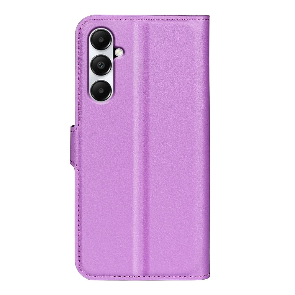 For Samsung Galaxy A05s 4G Case Litchi Texture Stand Leather Wallet Phone Shell - Purple - 6