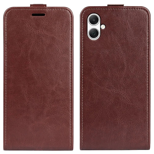 For Samsung Galaxy A05 4G Case Crazy Horse Texture Cell Phone Leather Cover with Card Slot - Brown - 1