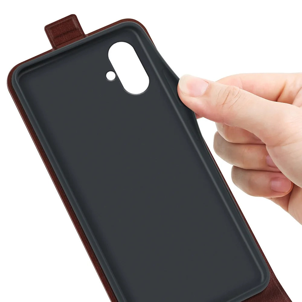 For Samsung Galaxy A05 4G Case Crazy Horse Texture Cell Phone Leather Cover with Card Slot - Brown - 3