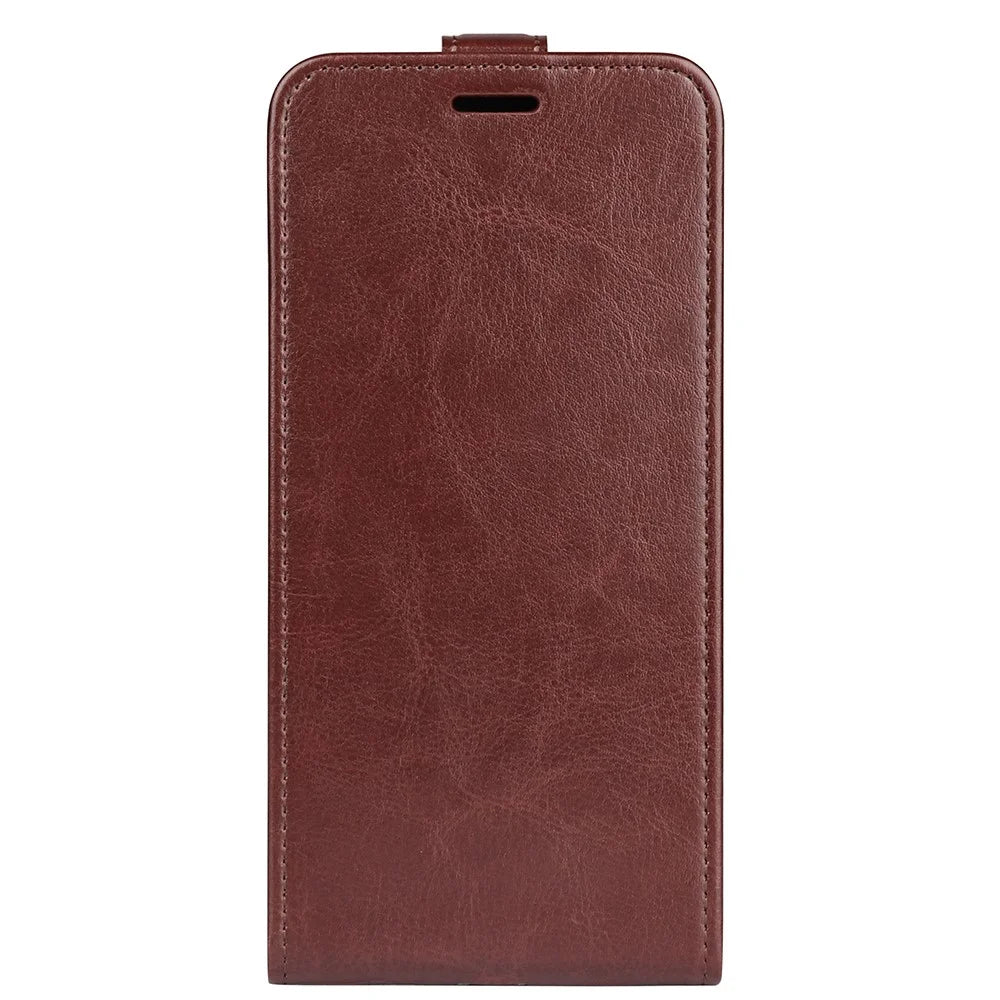 For Samsung Galaxy A05 4G Case Crazy Horse Texture Cell Phone Leather Cover with Card Slot - Brown - 4